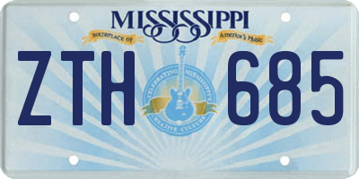 MS license plate ZTH685