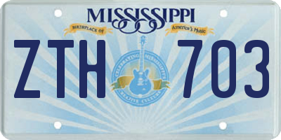 MS license plate ZTH703