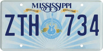 MS license plate ZTH734