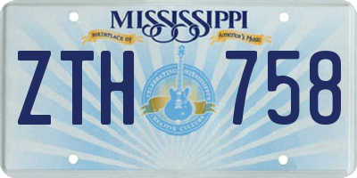 MS license plate ZTH758