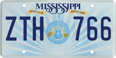 MS license plate ZTH766