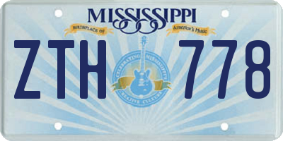 MS license plate ZTH778