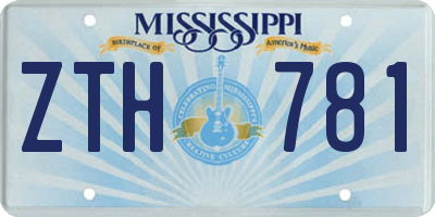 MS license plate ZTH781