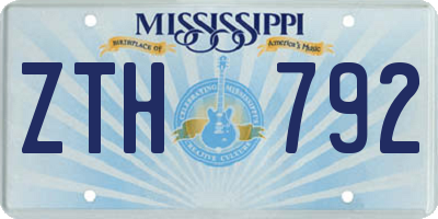 MS license plate ZTH792