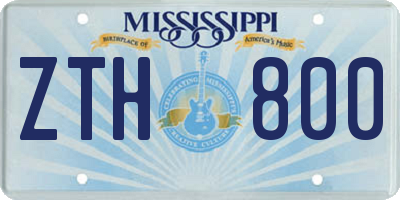 MS license plate ZTH800