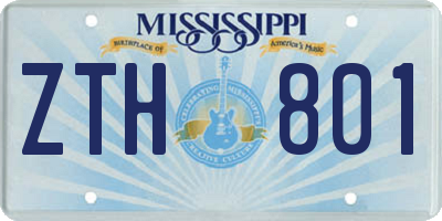 MS license plate ZTH801