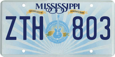 MS license plate ZTH803