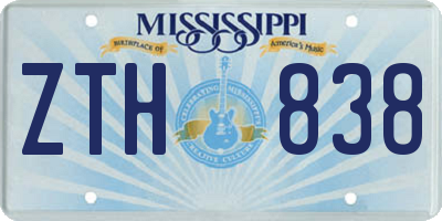 MS license plate ZTH838