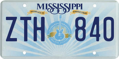 MS license plate ZTH840