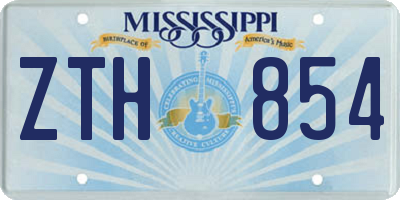 MS license plate ZTH854