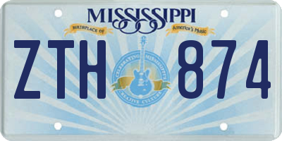 MS license plate ZTH874