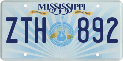 MS license plate ZTH892