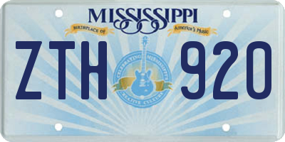 MS license plate ZTH920