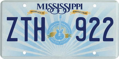 MS license plate ZTH922