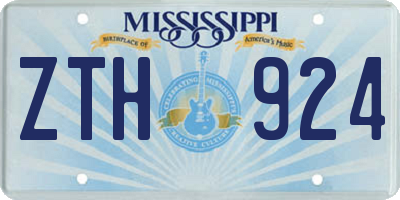 MS license plate ZTH924