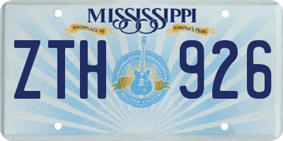 MS license plate ZTH926