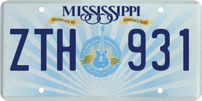 MS license plate ZTH931