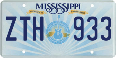 MS license plate ZTH933