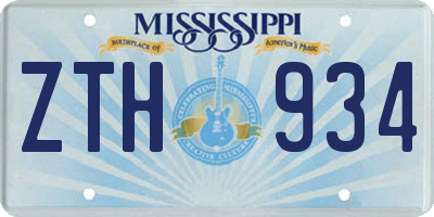 MS license plate ZTH934