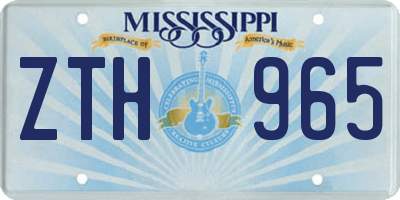 MS license plate ZTH965