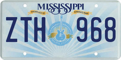 MS license plate ZTH968