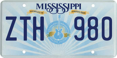 MS license plate ZTH980