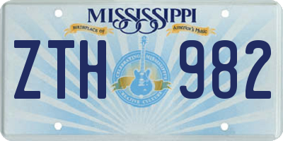 MS license plate ZTH982