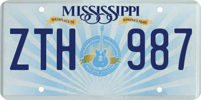 MS license plate ZTH987