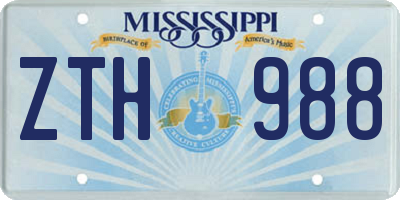 MS license plate ZTH988