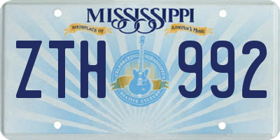 MS license plate ZTH992