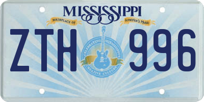 MS license plate ZTH996