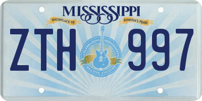 MS license plate ZTH997