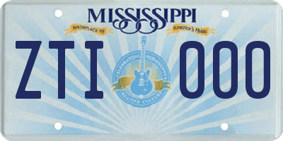 MS license plate ZTI000