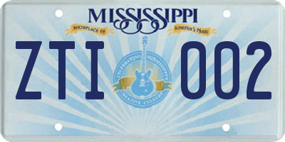 MS license plate ZTI002
