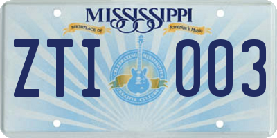 MS license plate ZTI003