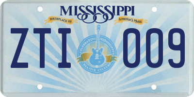 MS license plate ZTI009