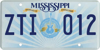 MS license plate ZTI012
