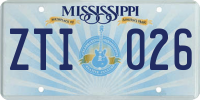 MS license plate ZTI026