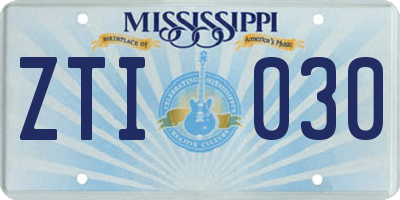 MS license plate ZTI030