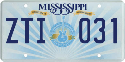 MS license plate ZTI031