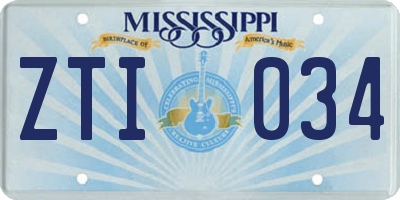 MS license plate ZTI034