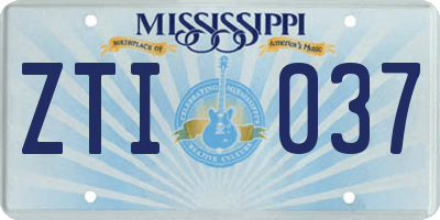 MS license plate ZTI037