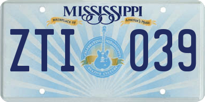 MS license plate ZTI039