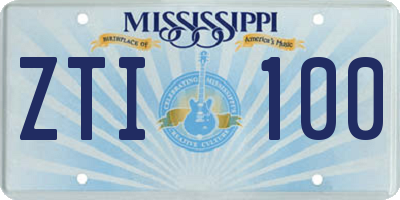 MS license plate ZTI100