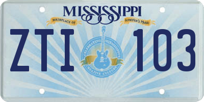 MS license plate ZTI103