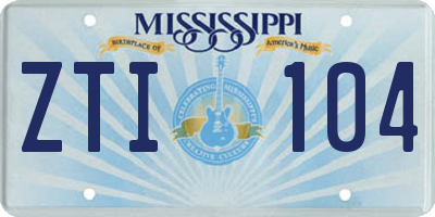 MS license plate ZTI104