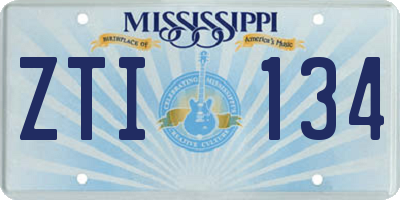 MS license plate ZTI134