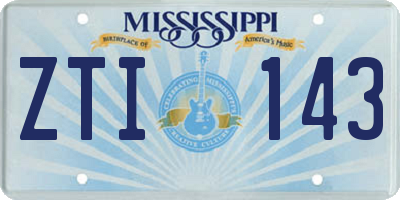 MS license plate ZTI143