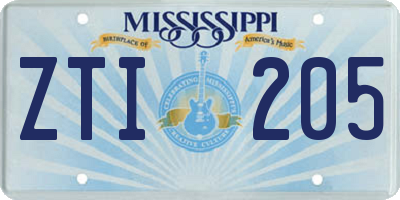 MS license plate ZTI205