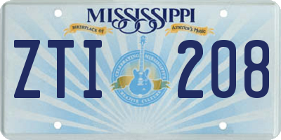 MS license plate ZTI208